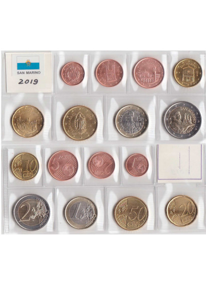 2019 - San Marino serie di 8 monete Fior di Conio da divisionale